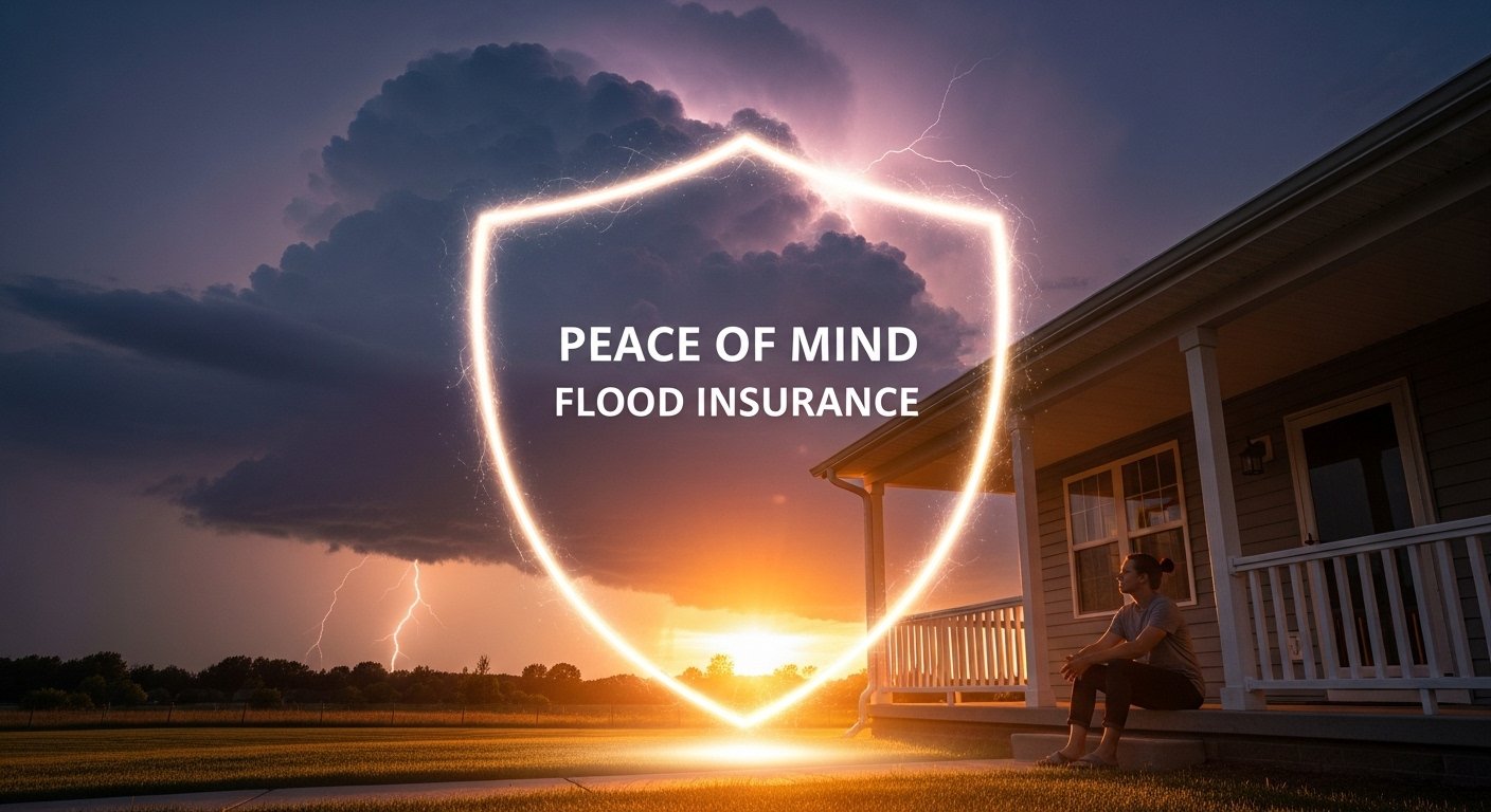 Beyond the NFIP: A conceptual image of a home and family in Alabama protected by a glowing shield of flood insurance, symbolizing the peace of mind that comes with being financially prepared for a flood. By USA Insure Today Beyond the NFIP: A conceptual image of a home and family in Alabama protected by a glowing shield of flood insurance, symbolizing the peace of mind that comes with being financially prepared for a flood. By USA Insure Today
