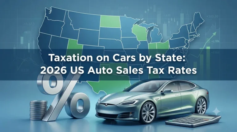 Taxation on cars by state in the USA showing auto sales tax rates, no sales tax states, and vehicle tax differences
