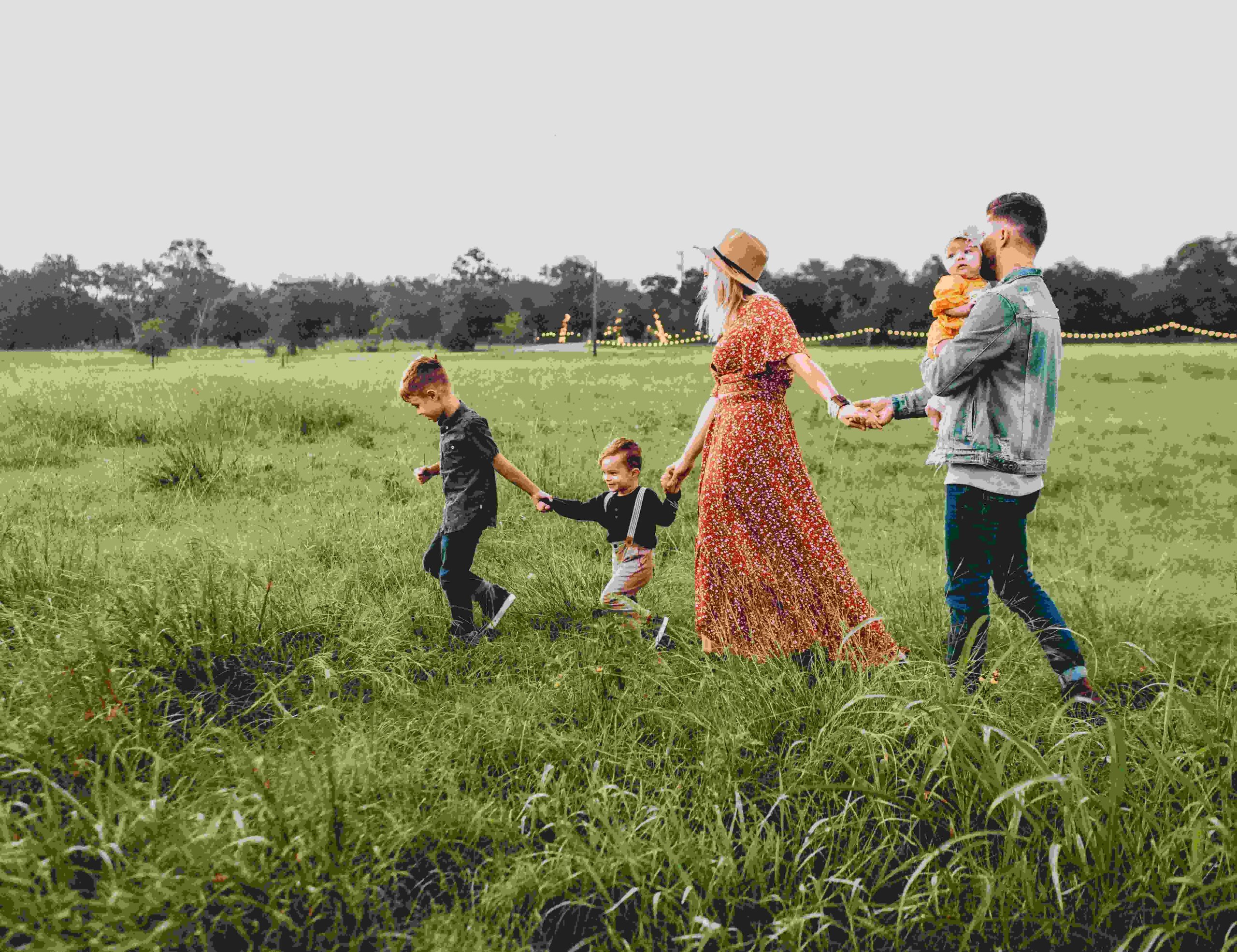 A happy secure family relaxing together at home